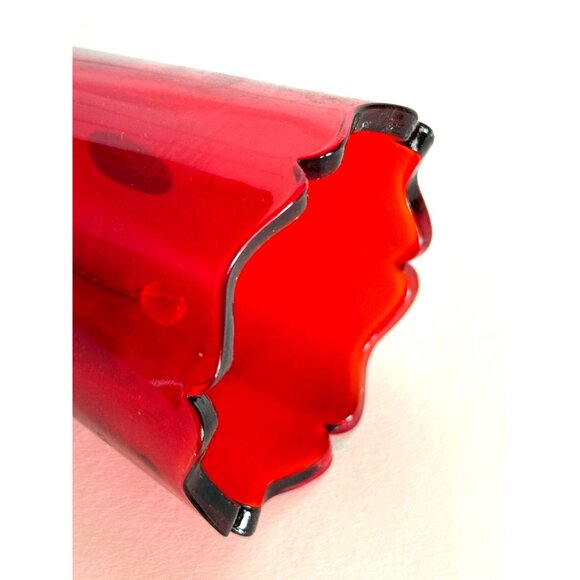 Fenton Handmade Red Glass Bell American Red Cross 2001 Etched Rim Vintage USA Ra - Picture 6 of 7